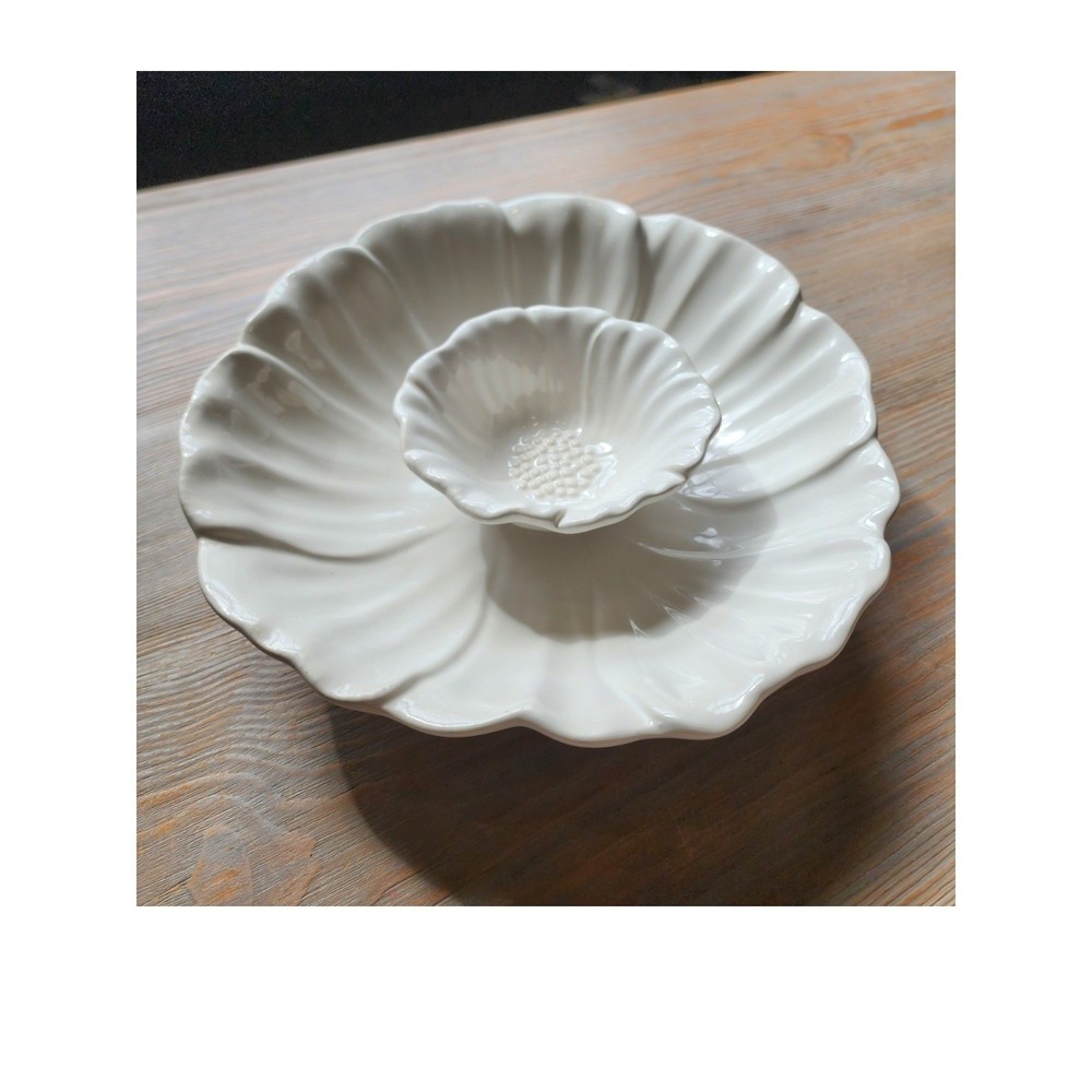 Dolly Parton EXQUISITE Floral Stoneware Serving Bowls SET White Sculptural Decor